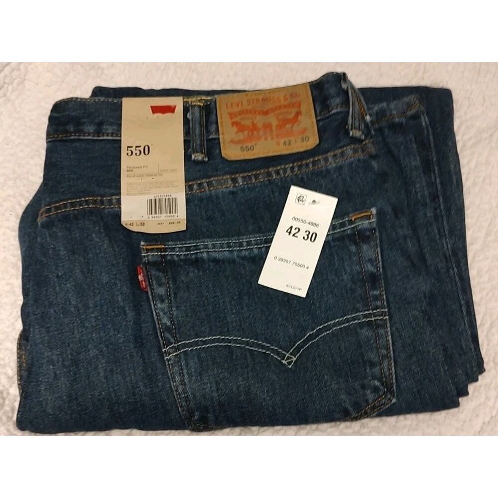 Men's 550 Relaxed 100% Cotton Sits At Your Waist Loose Through The Thigh 42x30